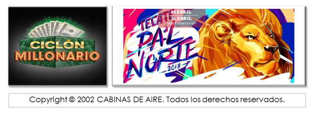 cabina de aire para eventos, cabina de billetes voladores, PAL NORTE 2018